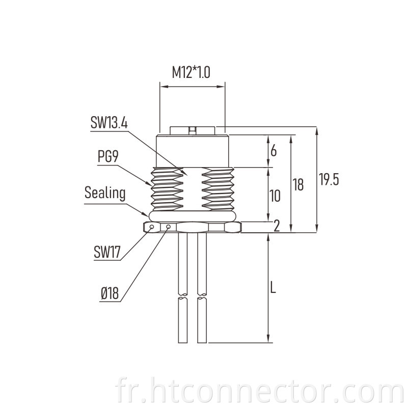 M12 5-core male waterproof plug